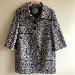 Anthropologie Mac & Jac tweed black and white coat size 8